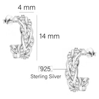 Maßenansicht von Geflochtenes Steck Creolen in 925 Silber von Sofia Milani - E2744