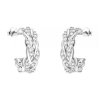 Haupt- und Seitenansicht von Geflochtenes Steck Creolen in 925 Silber von Sofia Milani - E2744