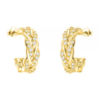 Haupt- und Seitenansicht von Geflochtenes Steck Creolen in 925 Silber von Sofia Milani - E2745