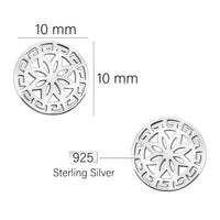 Maßenansicht von Blume Ornament Kreis Ohrstecker in 925 Silber von Sofia Milani - E2756
