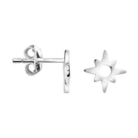 Haupt- und Seitenansicht von Sternen Sonnen Ohrstecker in 925 Silber von Sofia Milani - E2758