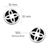 Maßenansicht von Schwarz Blumen Kreis Ohrstecker in 925 Silber von Sofia Milani - E2760