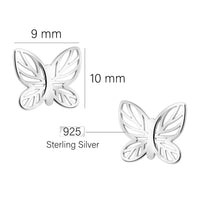 Maßenansicht von Schmetterling Ohrstecker in 925 Silber von Sofia Milani - E2764
