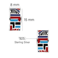 Maßenansicht von Buntes Mosaik Steck Creolen in 925 Silber von Sofia Milani - E2766