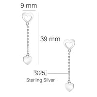 Maßenansicht von Herz Ohrhänger in 925 Silber von Sofia Milani - E2774