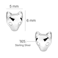 Maßenansicht von Katzen Ohrstecker in 925 Silber von Sofia Milani - E2794