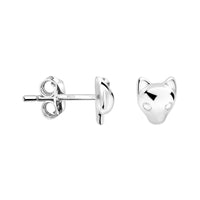 Haupt- und Seitenansicht von Katzen Ohrstecker in 925 Silber von Sofia Milani - E2794