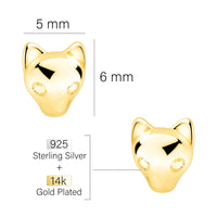 Maßenansicht von Katzen Ohrstecker in 925 Silber von Sofia Milani - E2795
