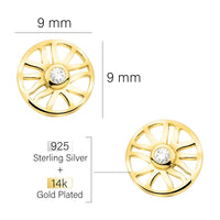 Maßenansicht von Rad Ohrstecker in 925 Silber von Sofia Milani - E2797