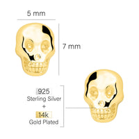Maßenansicht von Totenkopf Ohrstecker in 925 Silber von Sofia Milani - E2803