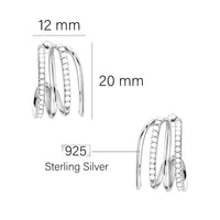 Maßenansicht von Geometrie Steck Creolen in 925 Silber von Sofia Milani - E2824