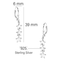 Maßenansicht von Stern Ohrhänger in 925 Silber von Sofia Milani - E2826