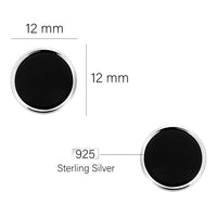 Maßenansicht von Schwarzer Kreis Ohrstecker in 925 Silber von Sofia Milani - E2828