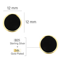 Maßenansicht von Schwarzer Kreis Ohrstecker in 925 Silber von Sofia Milani - E2829