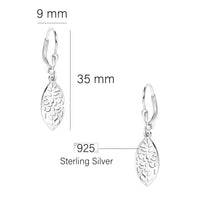 Maßenansicht von Blatt Ohrhänger in 925 Silber von Sofia Milani - E2830