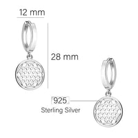 Maßenansicht von Gitter Kreis Ohrhänger in 925 Silber von Sofia Milani - E2842