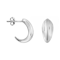 Haupt- und Seitenansicht von Gebürstet Steck Creolen in 925 Silber von Sofia Milani - E2852