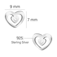 Maßenansicht von Herz Ohrstecker in 925 Silber von Sofia Milani - E2864
