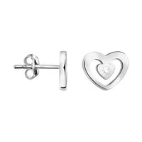 Haupt- und Seitenansicht von Herz Ohrstecker in 925 Silber von Sofia Milani - E2864