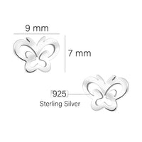 Maßenansicht von Schmetterling Ohrstecker in 925 Silber von Sofia Milani - E2872