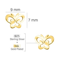 Maßenansicht von Schmetterling Ohrstecker in 925 Silber von Sofia Milani - E2873