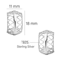 Maßenansicht von Gitter Steck Creolen in 925 Silber von Sofia Milani - E2876