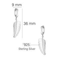 Maßenansicht von Blatt Ohrhänger in 925 Silber von Sofia Milani - E2878