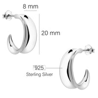 Maßenansicht von Creolen Steck Creolen in 925 Silber von Sofia Milani - E2896