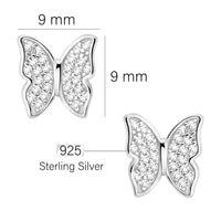 Maßenansicht von Schmetterling Ohrstecker in 925 Silber von Sofia Milani - E2902