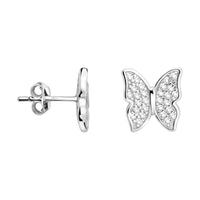 Haupt- und Seitenansicht von Schmetterling Ohrstecker in 925 Silber von Sofia Milani - E2902