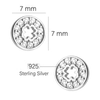 Maßenansicht von Blumen Kreis Ohrstecker in 925 Silber von Sofia Milani - E2904