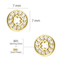 Maßenansicht von Blumen Kreis Ohrstecker in 925 Silber von Sofia Milani - E2905