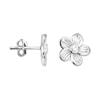Haupt- und Seitenansicht von Blumen Ohrstecker in 925 Silber von Sofia Milani - E2912