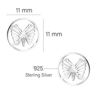Maßenansicht von Schmetterling Kreis Ohrstecker in 925 Silber von Sofia Milani - E2946