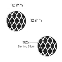 Maßenansicht von Schwarzes Gitter Ohrstecker in 925 Silber von Sofia Milani - E2948