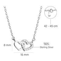 Maßenansicht von Herz Halskette in 925 Silber von Sofia Milani - N0053