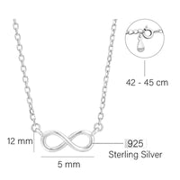 Maßenansicht von Unendlich Infinity Halskette in 925 Silber von Sofia Milani - N0060