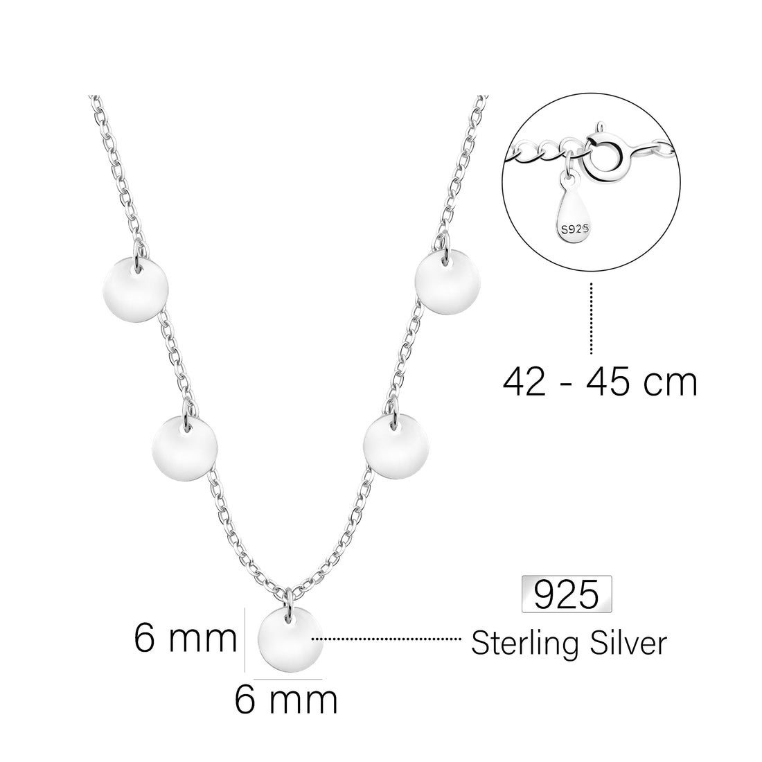 Plättchen Halskette in 925 Silber