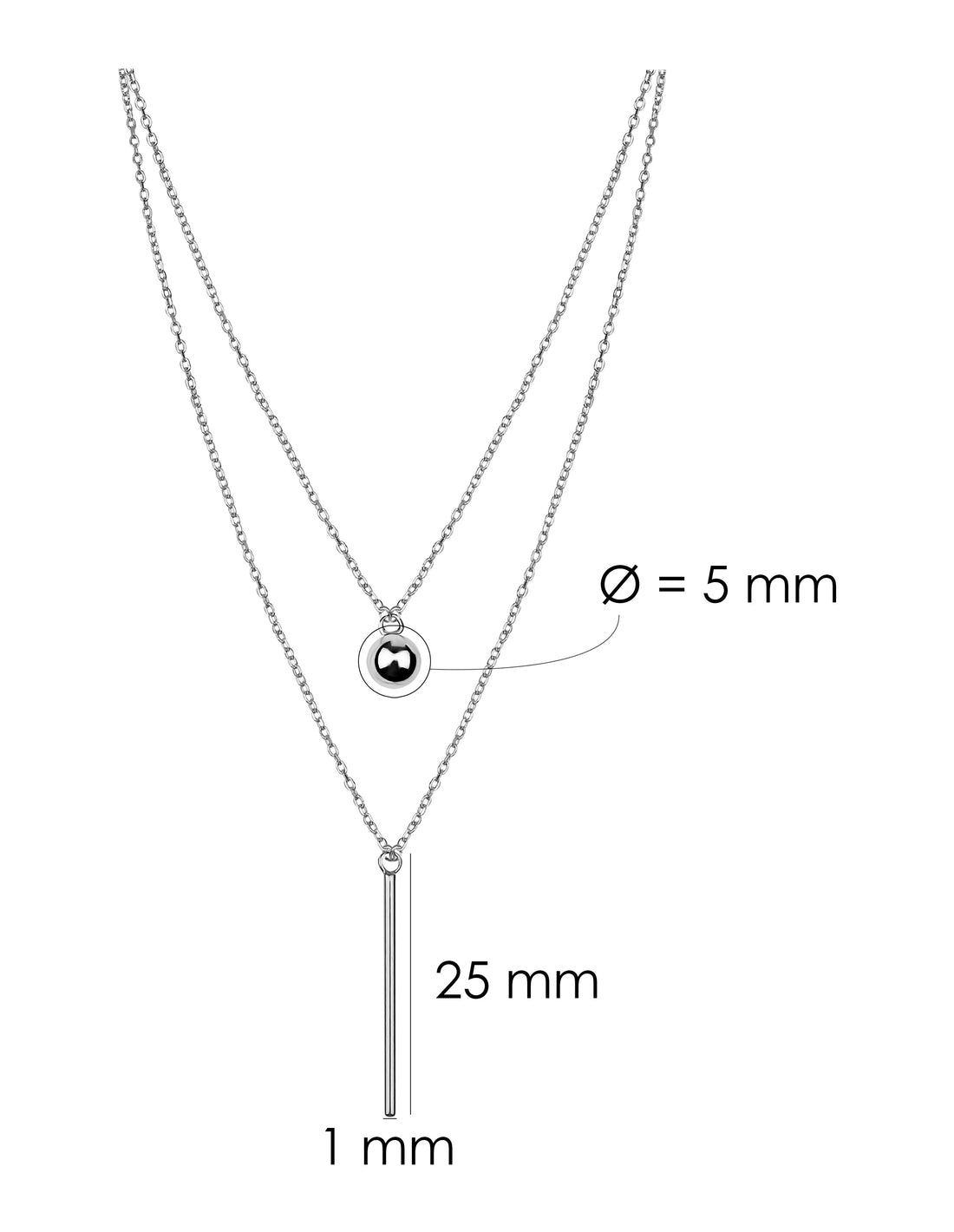 Stab Halskette in 925 Silber
