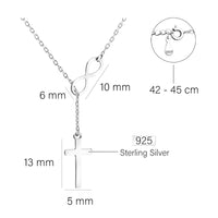 Maßenansicht von Kreuz Halskette in 925 Silber von Sofia Milani - N0314
