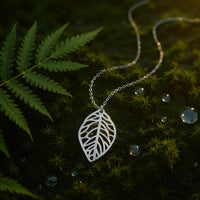 Blatt Halskette in 925 Silber