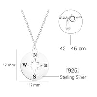 Kompass Halskette in 925 Silber