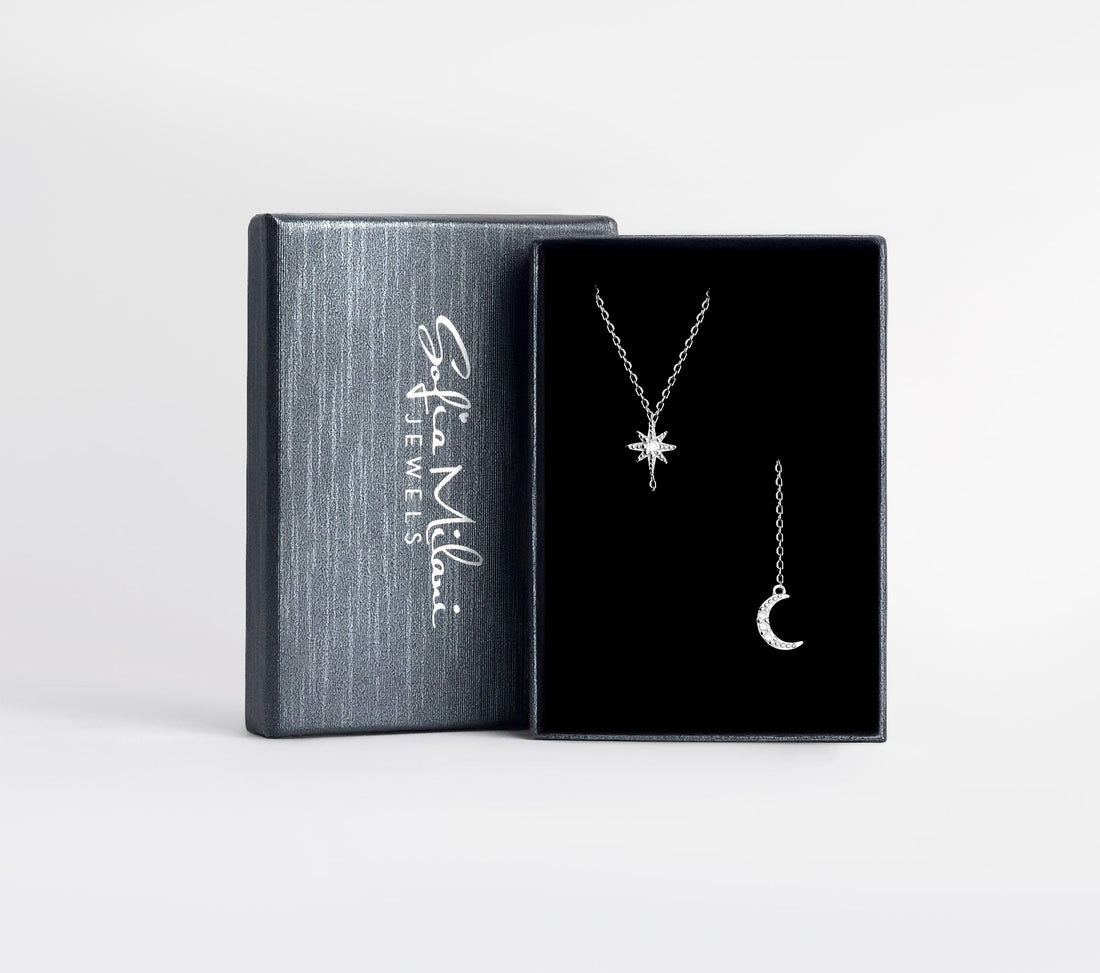 Mond Stern Halskette in 925 Silber