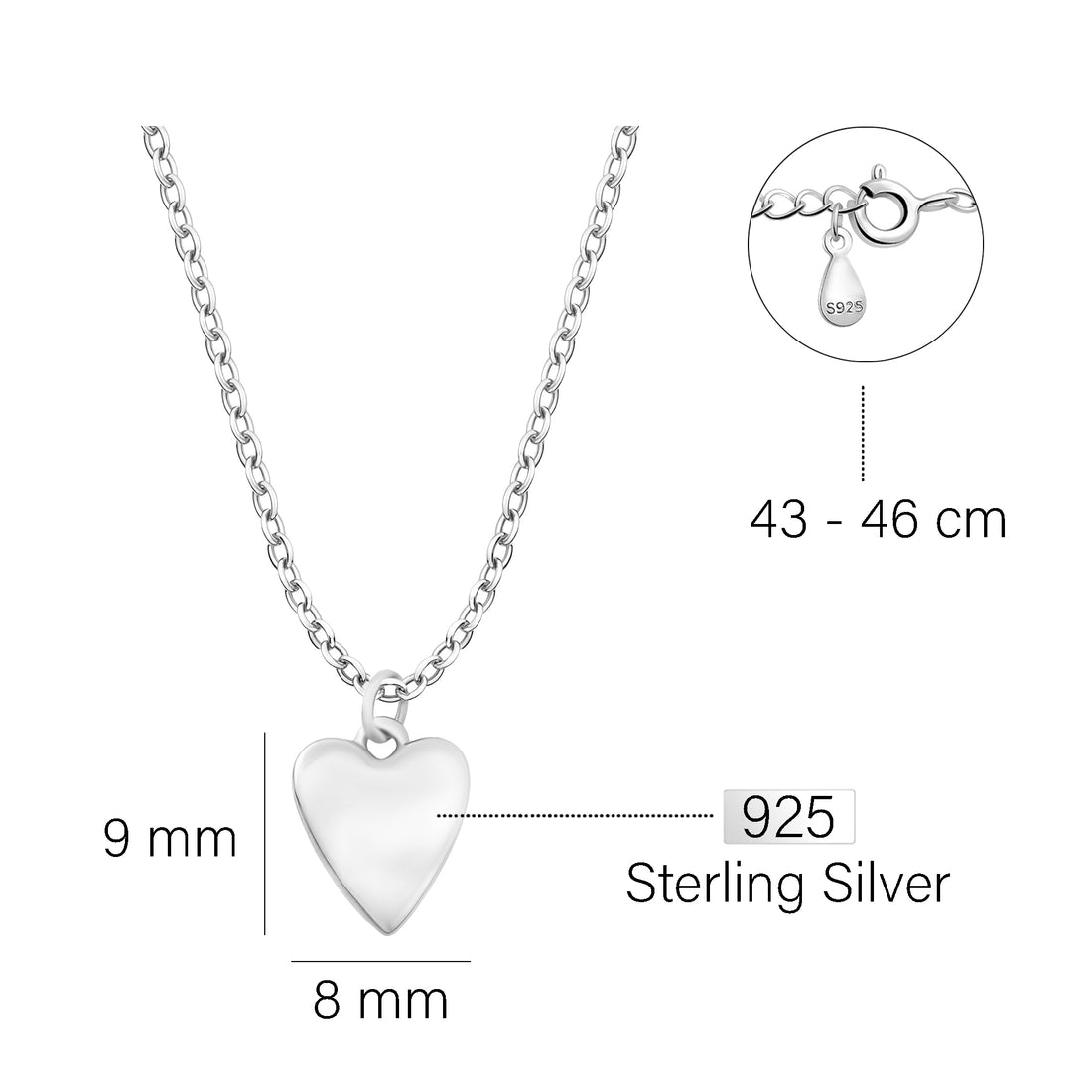 Herz Halskette in 925 Silber