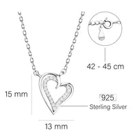 Maßenansicht von Herz Halskette in 925 Silber von Sofia Milani - N0503