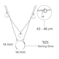 Maßenansicht von Mond Kugel Halskette in 925 Silber von Sofia Milani - N0507
