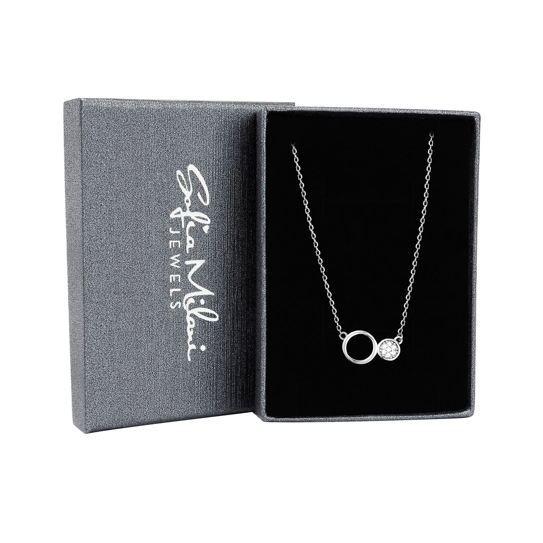 Boxansicht von Kreis Halskette in 925 Silber von Sofia Milani - N0512