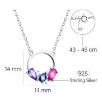 Maßenansicht von Kreis Zirkonia Halskette in 925 Silber von Sofia Milani - N0560