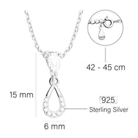 Maßenansicht von Oval Halskette in 925 Silber von Sofia Milani - N0574