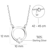 Maßenansicht von Kreis Halskette in 925 Silber von Sofia Milani - N0578